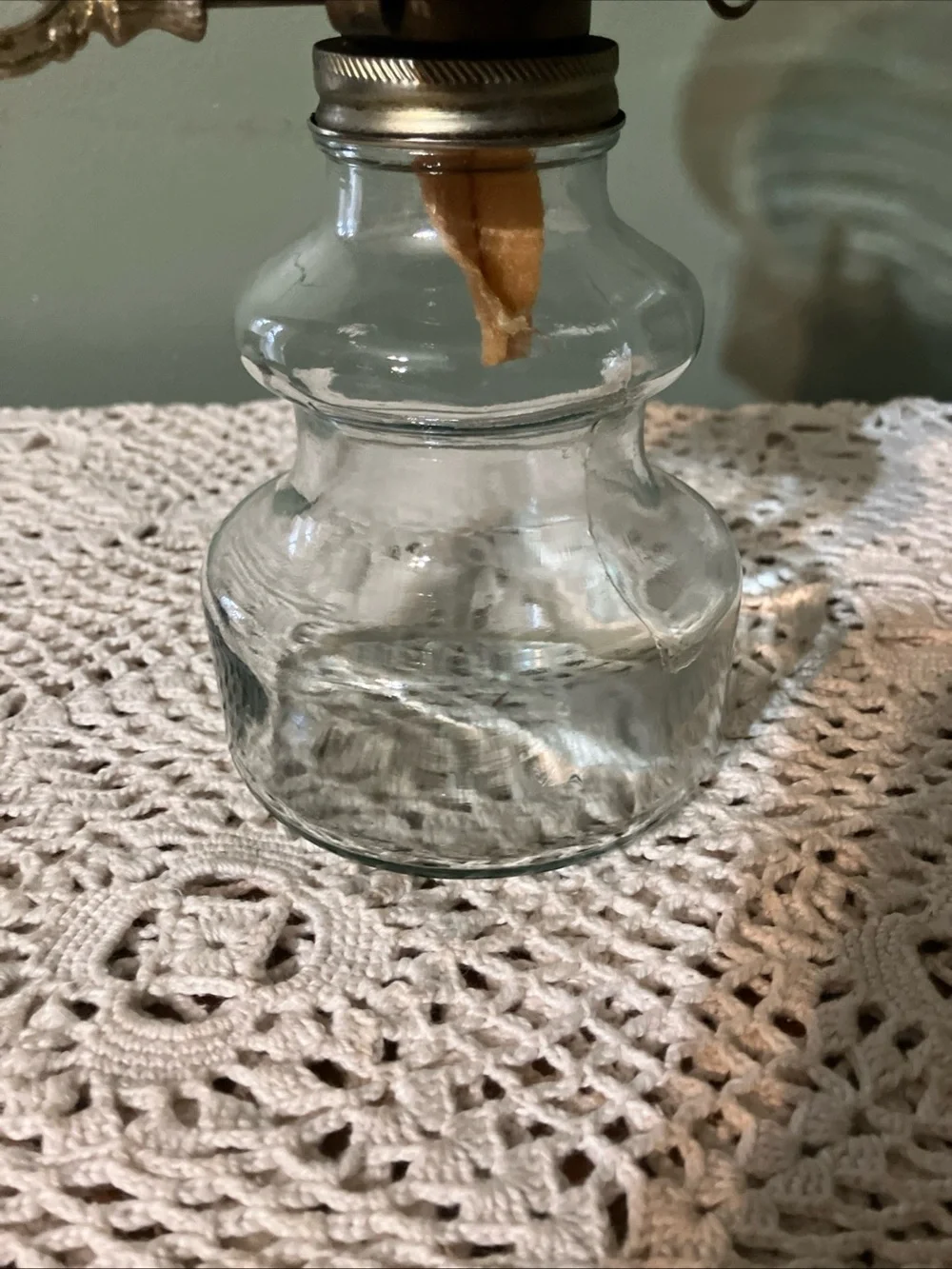 Vintage Clear Glass Oil Kerosene Lamp
